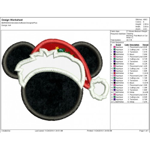 Minnie Mouse Christmas Santa Claus Applique Design