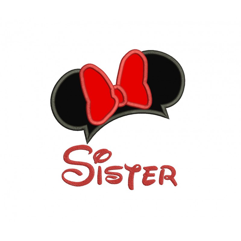 Minnie Mouse Ears Sister Birthday Applique Design