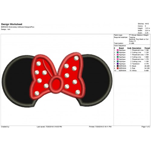Minnie Mouse Elements Applique Designs