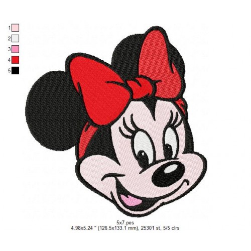 Minnie Mouse Face Embroidery Design