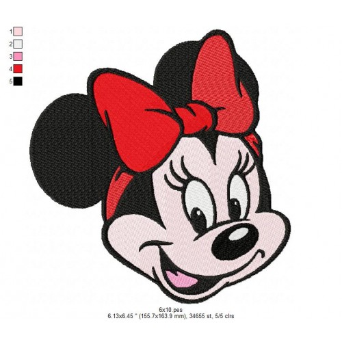 Minnie Mouse Face Embroidery Design