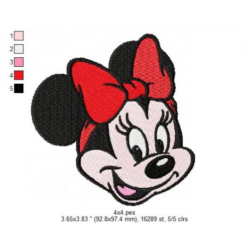 Minnie Mouse Face Embroidery Design