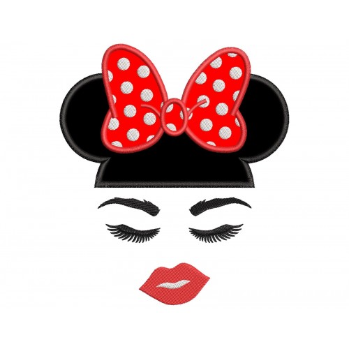 Minnie Mouse Head Applique Design Embr