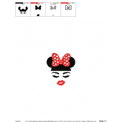 Minnie Mouse Head Embroidery Design Embr