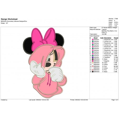 Minnie Mouse Hoodies Applique Design