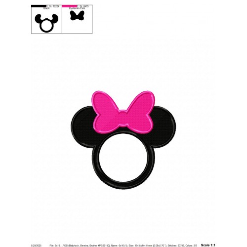 Minnie Mouse Minnie Head Embroidery Design Embr