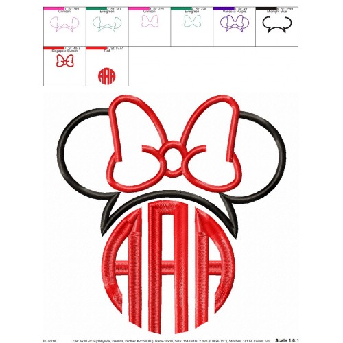 Minnie Mouse Monogram Applique Design