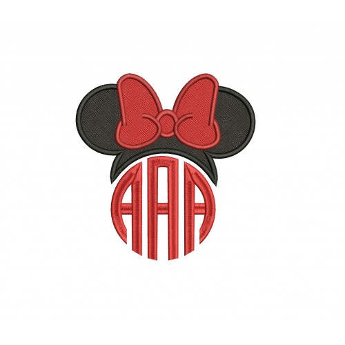 Minnie Mouse Monogram Filled Stitch Embroidery Design