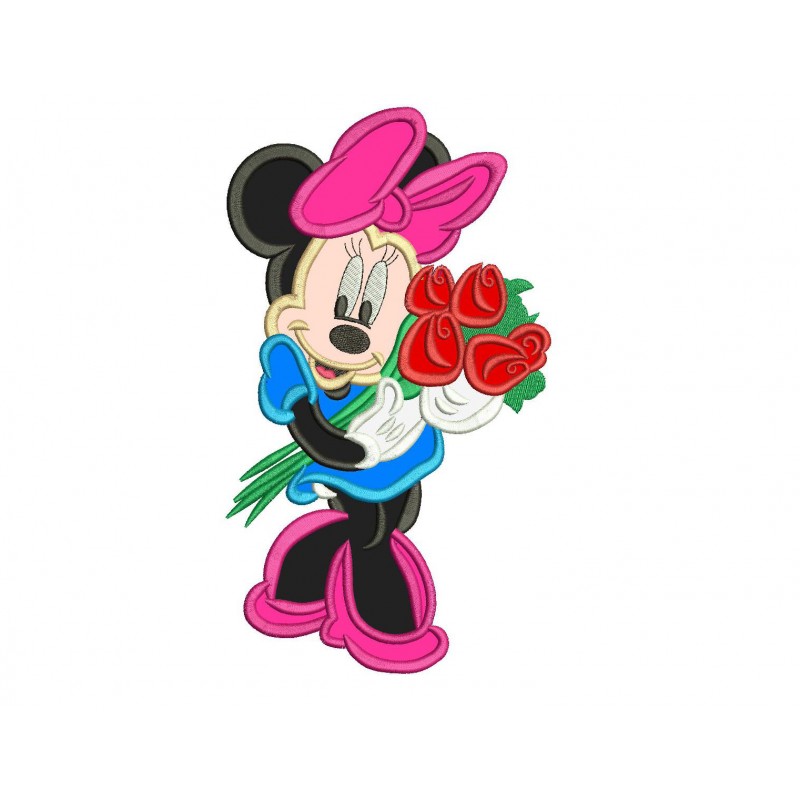 Minnie Mouse Roses Valentine Day Applique Design