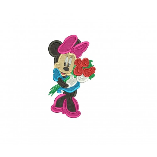 Minnie Mouse Roses Valentine Day Fill Embroidery Design