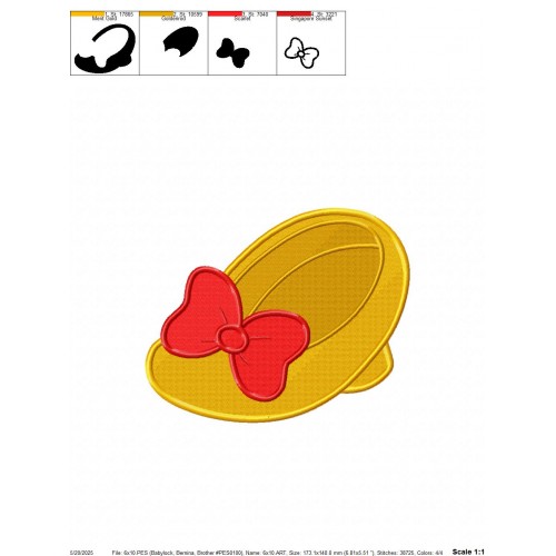 Minnie Mouse Shoe Embroidery Design Embr