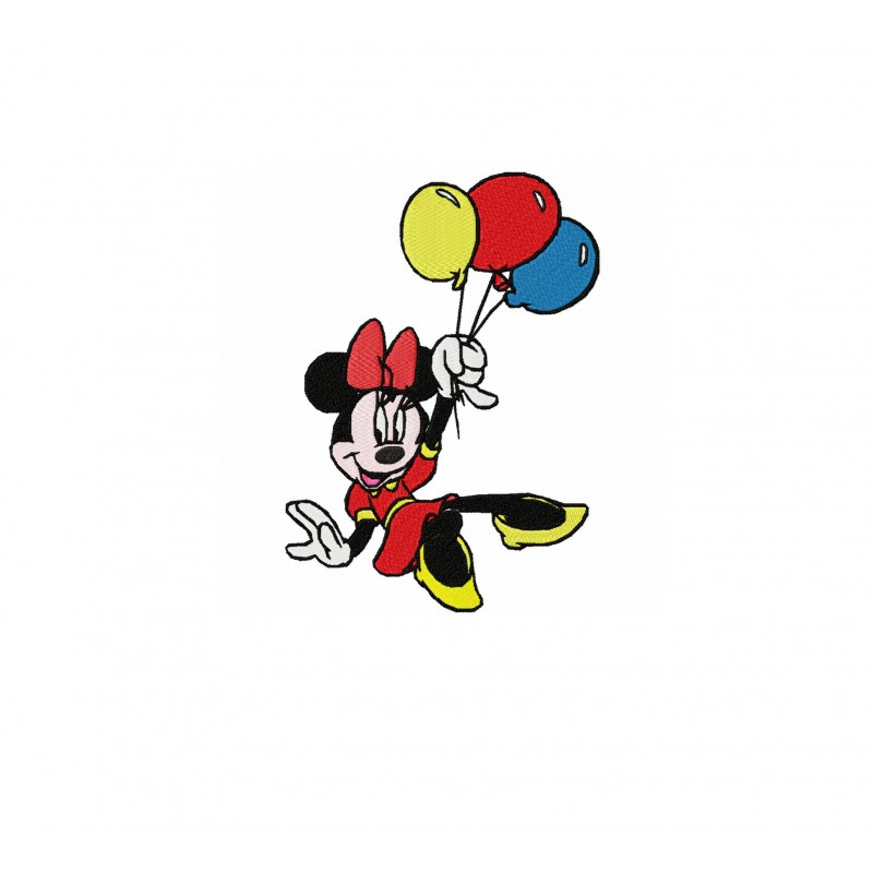 Minnie Mouse with Balloons Embroidery Design