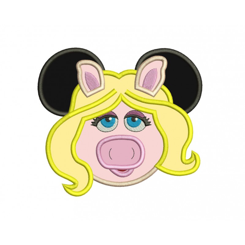 Miss Piggy Mouse Ears Applique Design