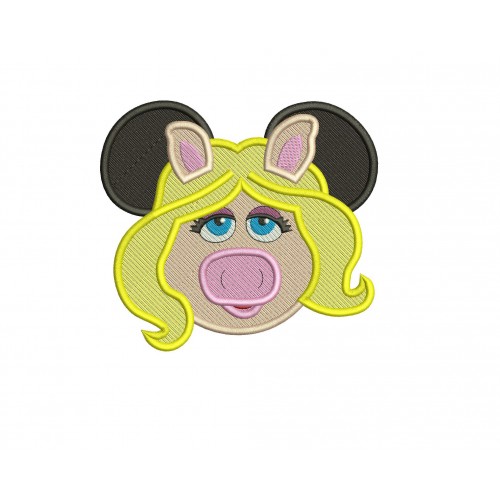 Miss Piggy Mouse Ears Filled Embroidery Design