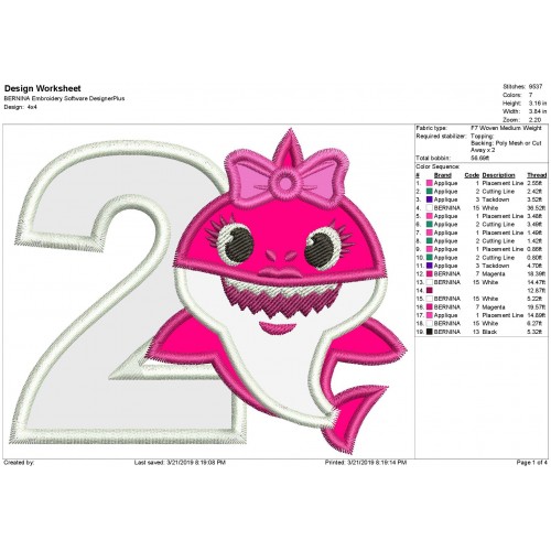 Mommy Shark 1 5 Numbers Applique Designs
