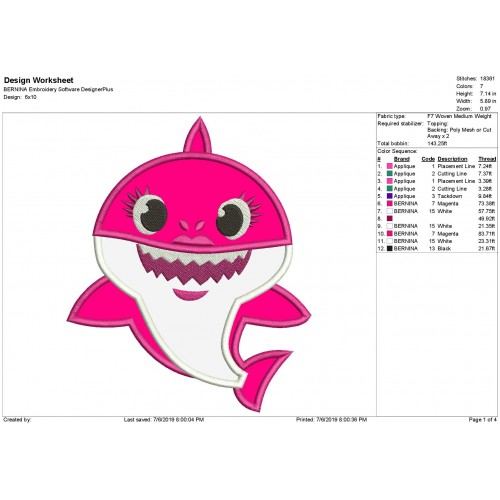 Mommy Shark Applique Mommy Mommy Applique