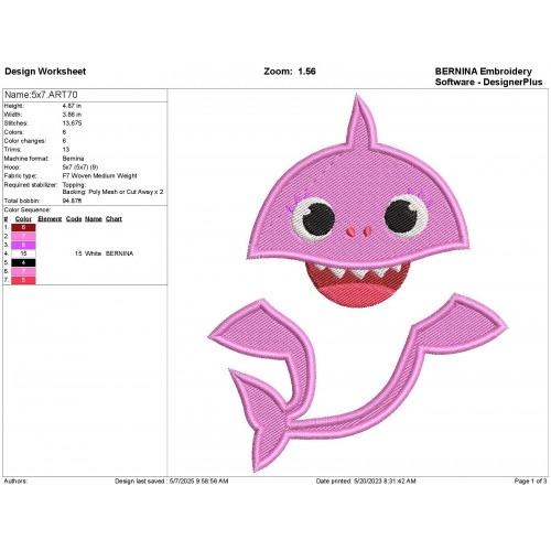 Mommy Shark Embroidery Design Embr