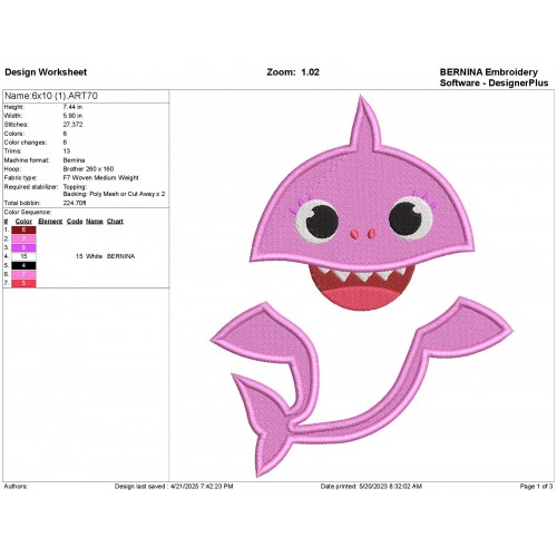 Mommy Shark Embroidery Design Embr