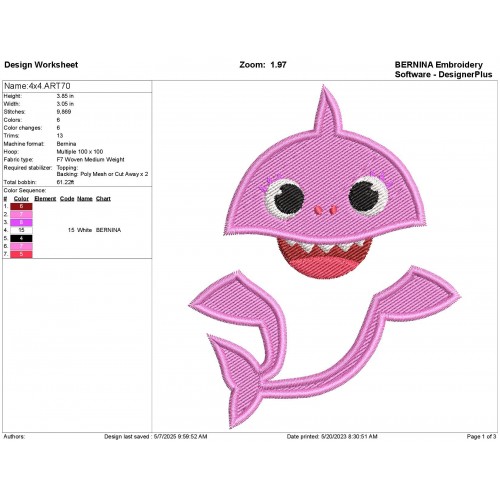 Mommy Shark Embroidery Design Embr