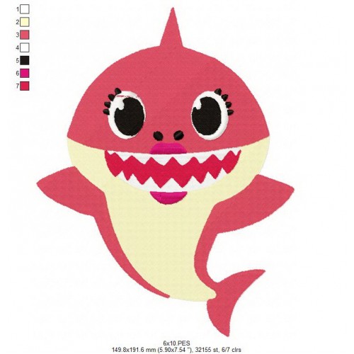 Mommy The Shark Family Embroidery Design