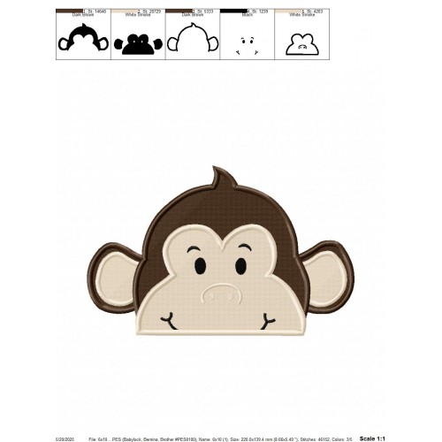 Monkey Peeker Embroidery Design Embr