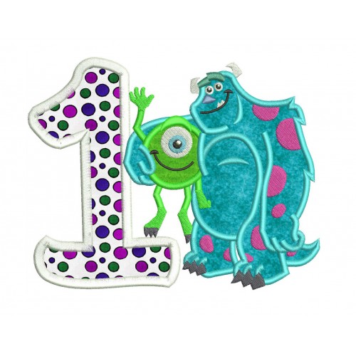 Monster Inc 1st Birthday Applique Design