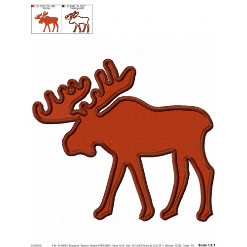 Moose Fill Embroidery Design Moose Silhouette Embroidery