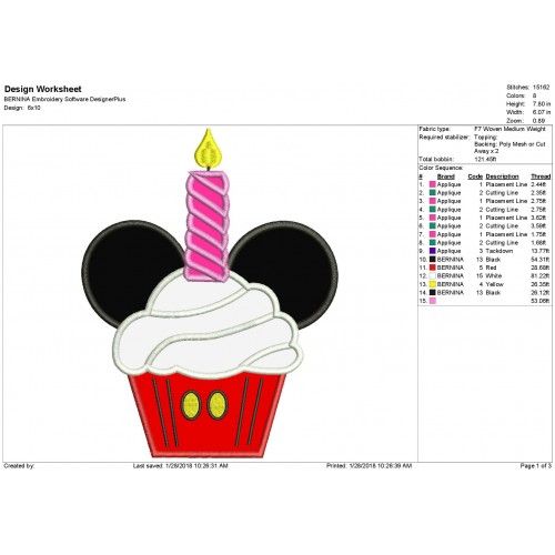Mr Mouse Candle Cupcake Applique Design
