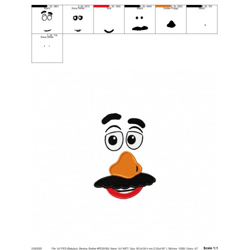 Mr Potato Face Embroidery Design Embr