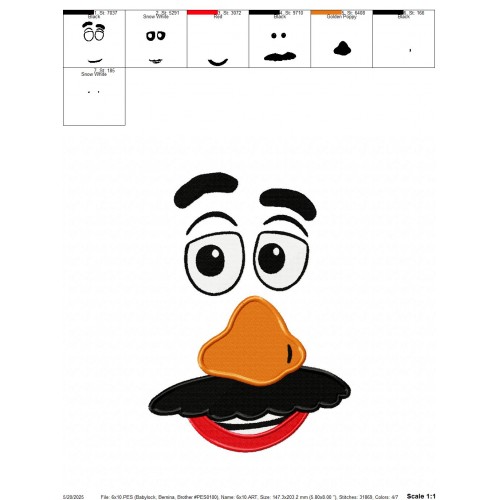 Mr Potato Face Embroidery Design Embr