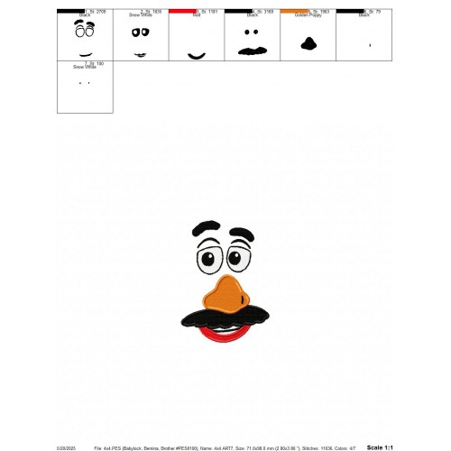 Mr Potato Face Embroidery Design Embr
