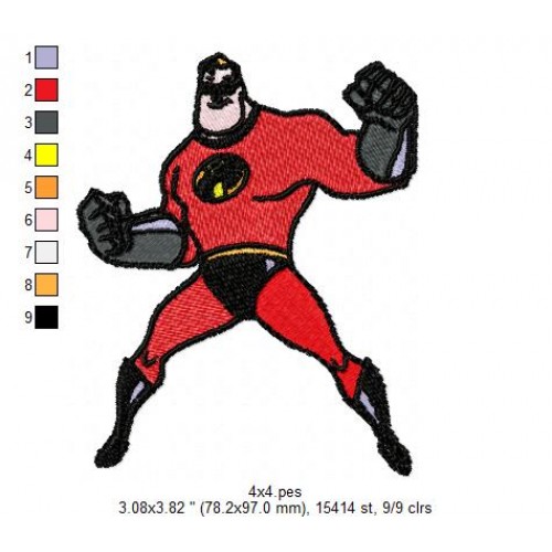 Mr The Incredibles Embroidery Design