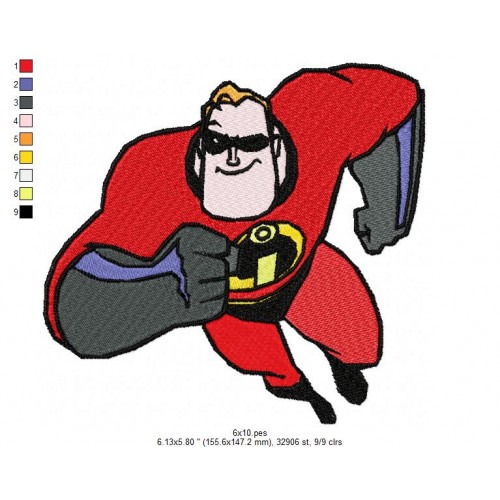 Mr The Incredibles Machine Embroidery Design