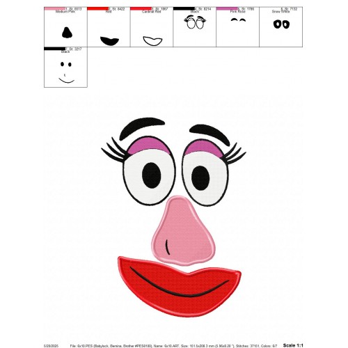 Mrs Potato Face Embroidery Design Embr