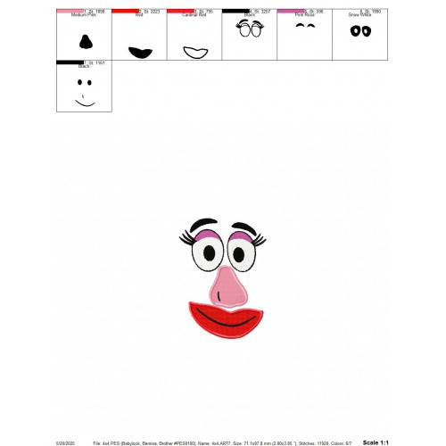 Mrs Potato Face Embroidery Design Embr