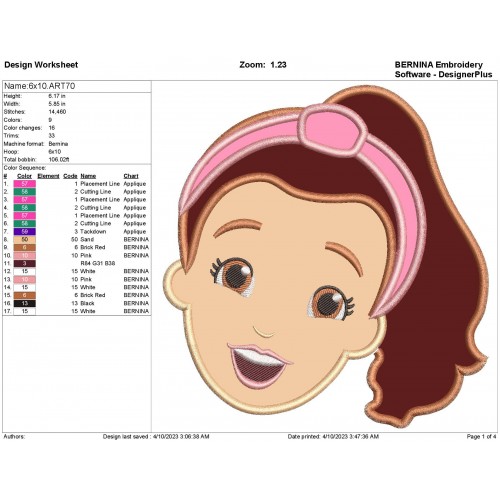 Ms. Rachel Head Applique Design