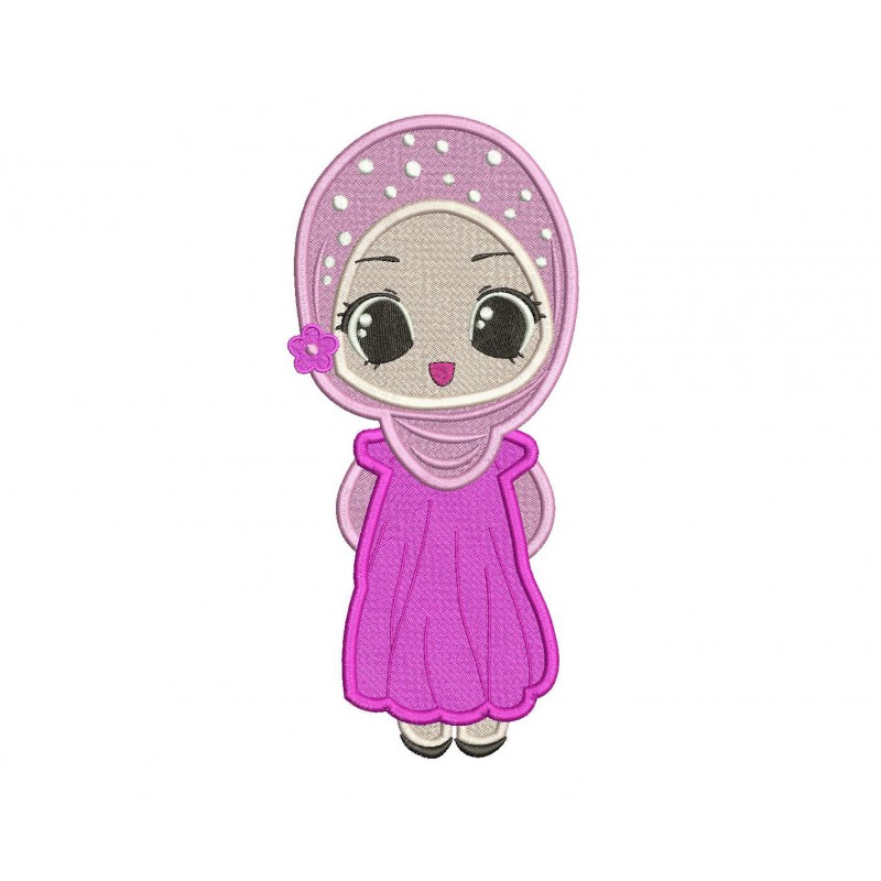 Muslim Girl Filled Embroidery Design