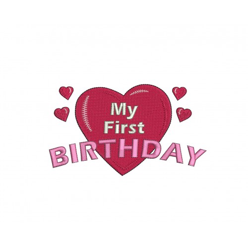 My 1st Birthday Heart Embroidery Design