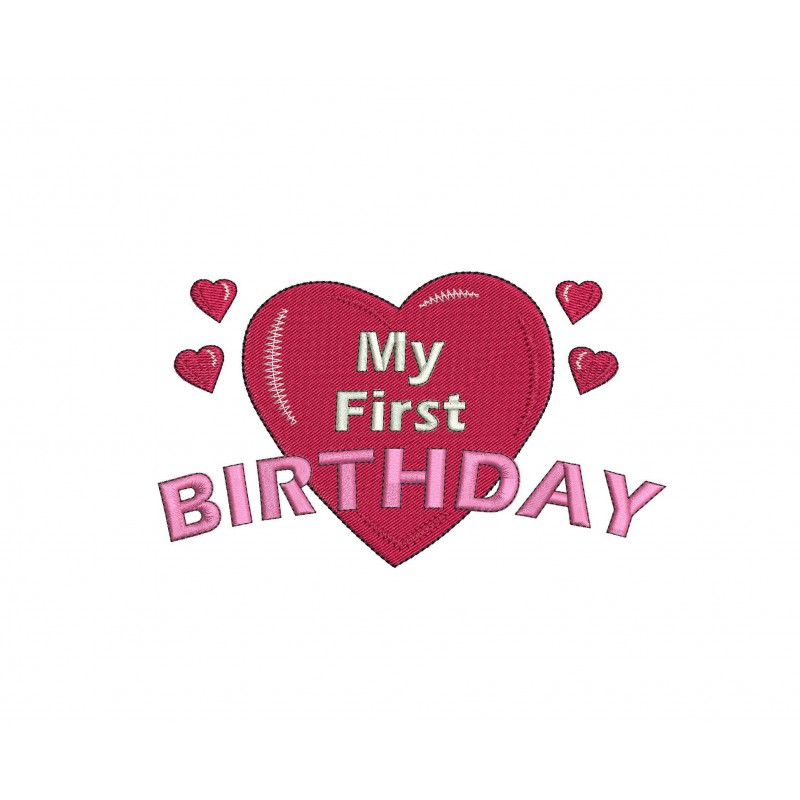 My 1st Birthday Heart Embroidery Design