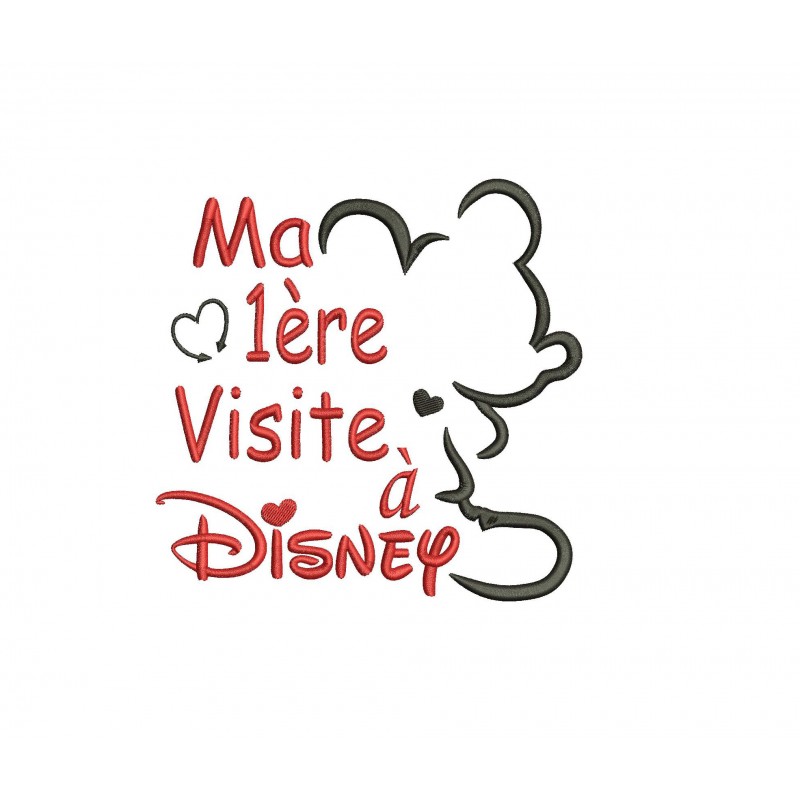 My First Trip To Disney Embroidery Ma 1ère Visite à Disney Embroidery Design