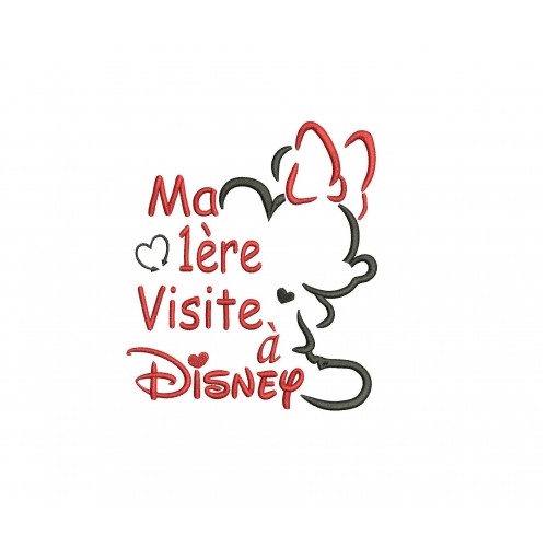 My First Trip To Disney Minnie Embroidery Ma 1ère Visite à Disney Embroidery Design
