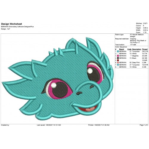 Nazboo Shimmer and Shine Fill Stitch Embroidery Design