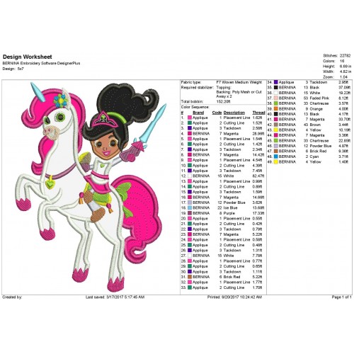 Nella the Princess Knight with the Unicorn Applique Design