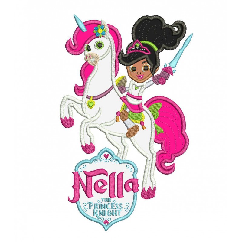 Nella the Princess Knight with the Unicorn Logo Applique Design