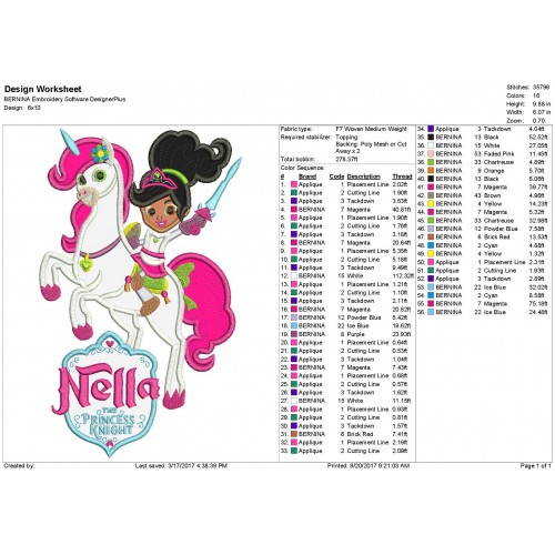 Nella the Princess Knight with the Unicorn Logo Applique Design