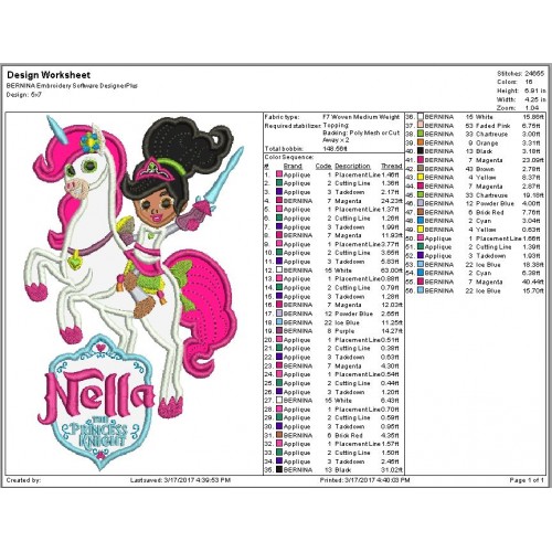 Nella the Princess Knight with the Unicorn Logo Applique Design