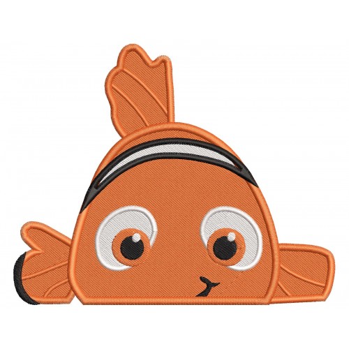 Nemo Fish Peeker Embroidery Design Embr