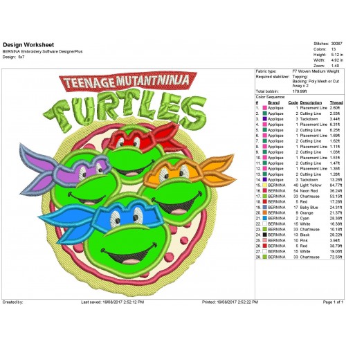 Ninja Turtles Applique Design