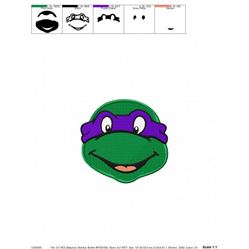Ninja Turtles Embroidery Design Embr