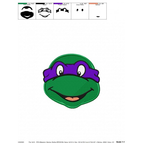 Ninja Turtles Embroidery Design Embr
